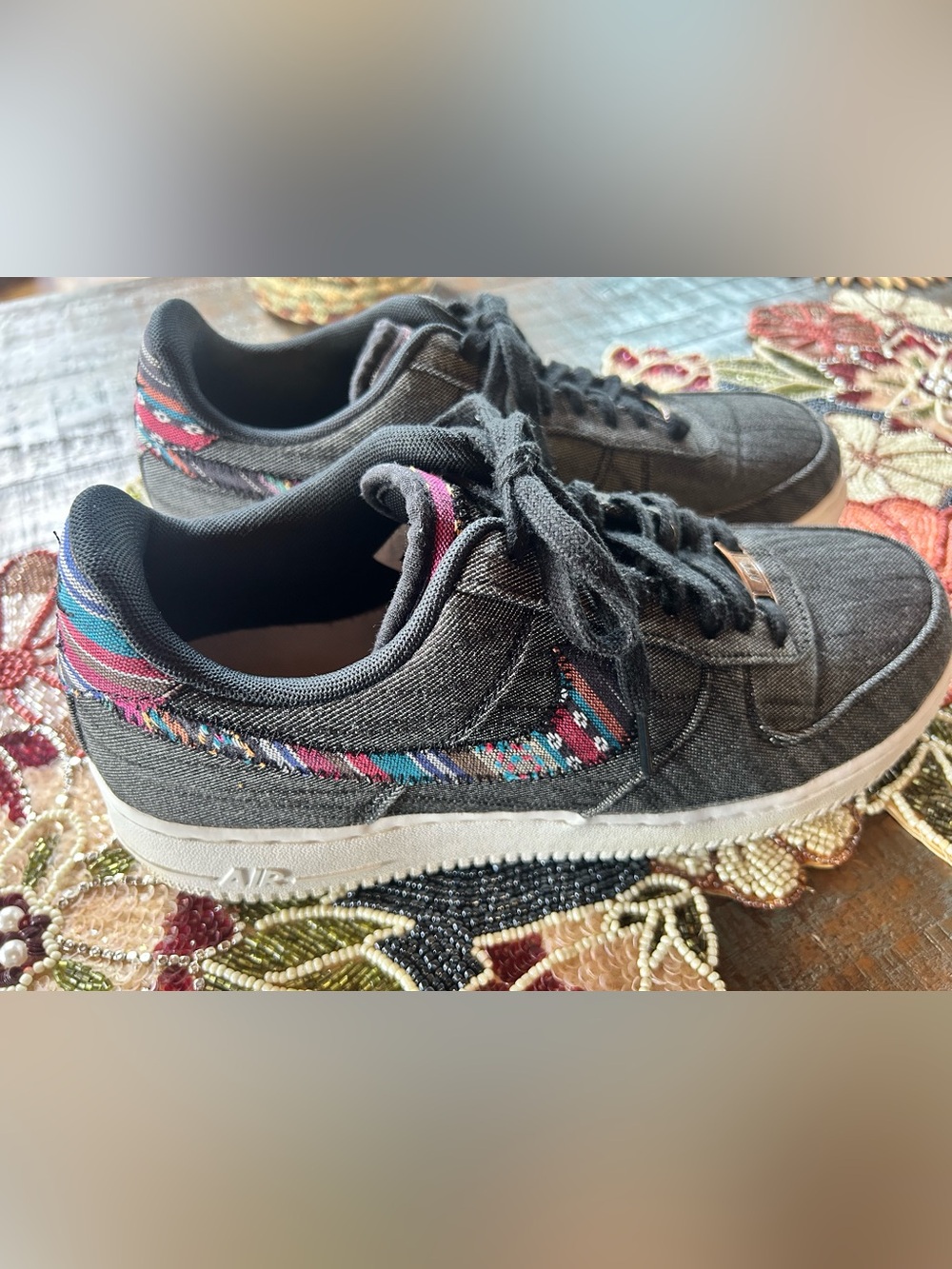 Nike Special Edition Air Force 1 Gray Sneakers W/ Multi Colored Swoosh Men’s 9